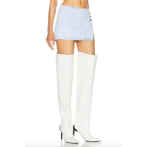 Retrofete Kayden Denim Side Button Mini Skirt Vivid Blue Womens 29 - Picture 3 of 15